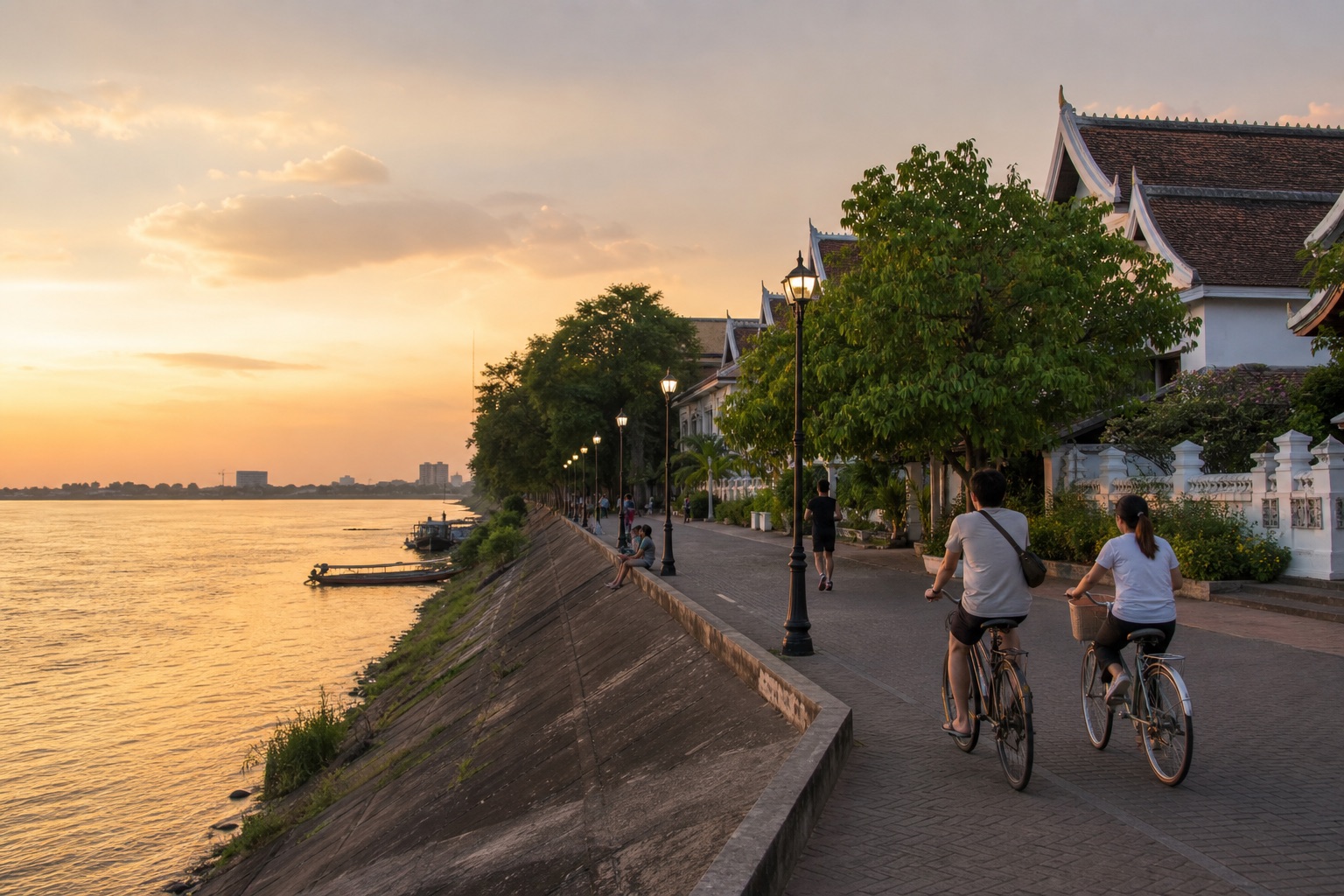 ภาพประกอบบรรยากาศเมืองริมแม่น้ำโขงในประเทศลาว